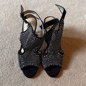 INC | Black Studded Strap Heels